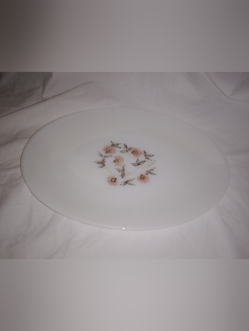 Vintage Fire King Fleurette Flower Floral Glass Platter Plate 12" Long 9" Wide